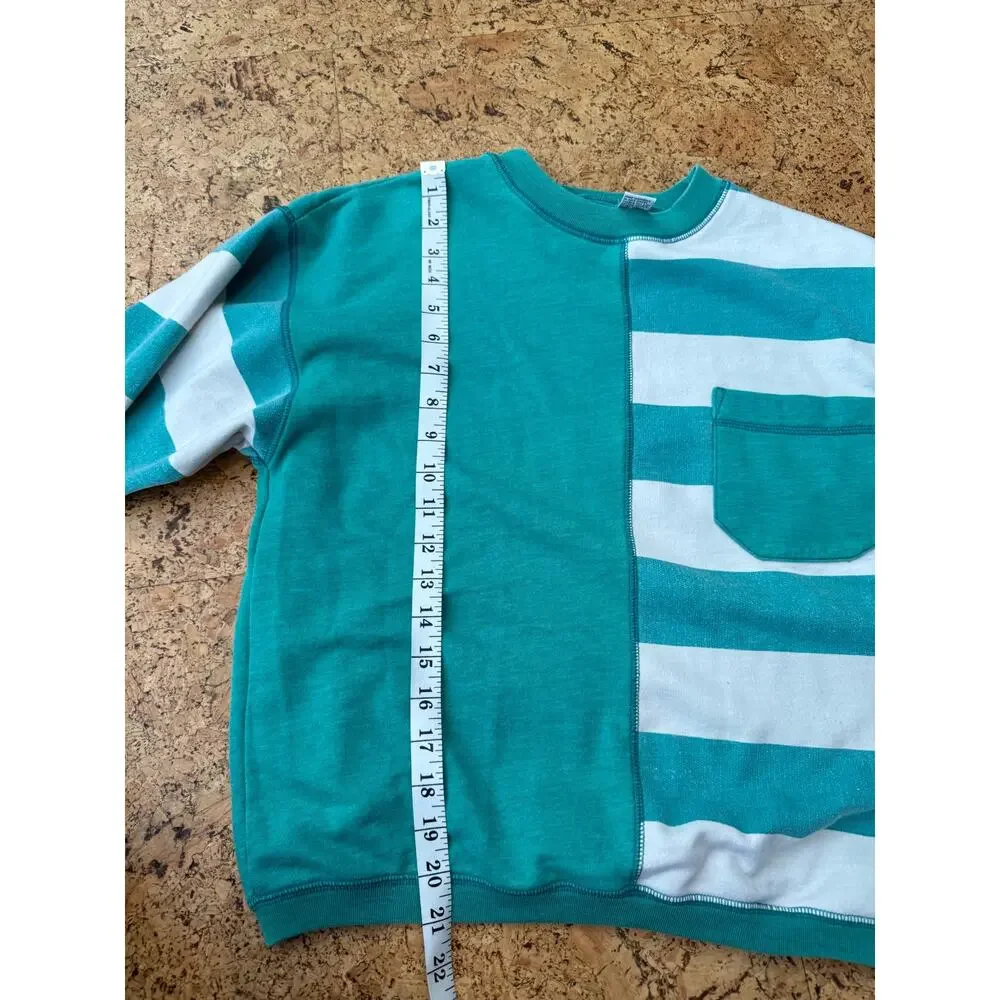 Vintage Green and White Striped Sweatshirt - Picture 10 of 10